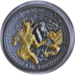 2 oz Cook Islands 2022 - LOKI - Nordische Götter Norse Gods - Silber Konkav Antik Gilded Ultra High Relief - 1 $