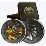 2 oz Cook Islands 2022 - LOKI - Nordische Götter Norse Gods - Silber Konkav Antik Gilded Ultra High Relief - 1 $