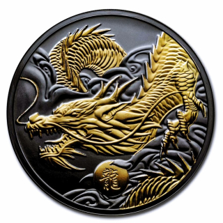 1 oz Niue 2024 Black Proof Gilded - DRACHE - JAHR des DRACHEN - LUNAR DRACHE - TOP-EDITION 1. Ausgabe - 2$