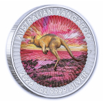 1 oz Australien 2026 Color - Känguru Kangaroo im Sonnenuntergang - Sundowner Edition Coin Card - Silber BU 1 $ - Perth Mint