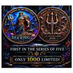 Neu* 5 oz Kupfer Edition - Der KÖNIG der MEERE /  Herrscher der Tiefsee - The SEA KING- Trident of the Deep serie - Copper Color High relief - Vorverkauf / Presale