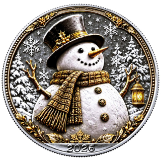 NEU* 1 oz USA 2026 Liberty - SCHNEEMANN Es Schneit Winterfreude / It s Snowing - Joy of Winter- Weihmachtsedition - Christmas Edition