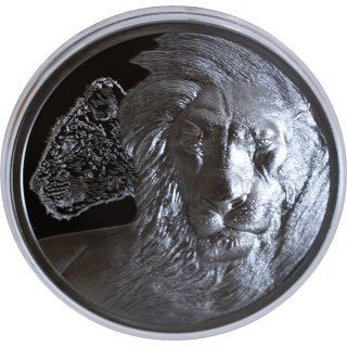 2 oz Tansania 2023 Black Proof - LÖWE / LION - Growing Up - 2 Prägerechniken : Black Proof + Proof Finish - Silber 1,500 Shillings