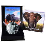 2 Unze Silber Benin High Relief  Elefant Waldelefantenfamilie 2015 Proof