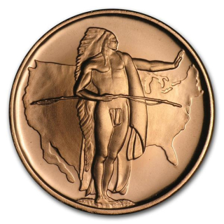 1 Unze Copper Round - INDIANER am Oregon Trail - Native American - Serie Indian Native