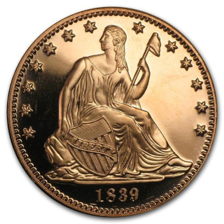 1 Unze Copper Round sitzende Liberty 999,99