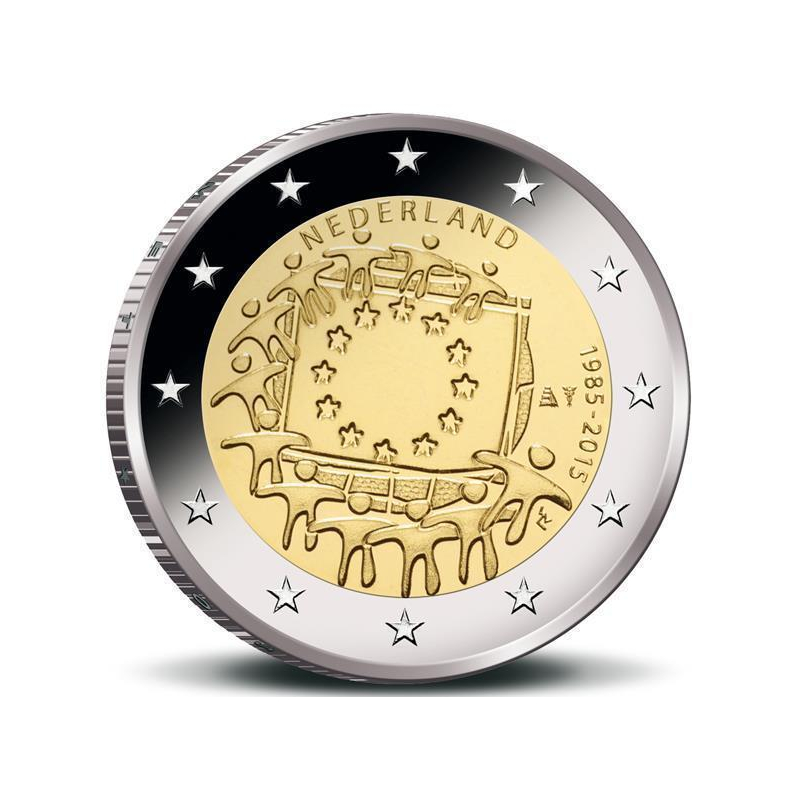 2 Euro Münze 2015 30 Jahre Europaflagge Wert 2 Euro Niederlande 2015 30 Jahre Europaflagge - Europäische Flagge un