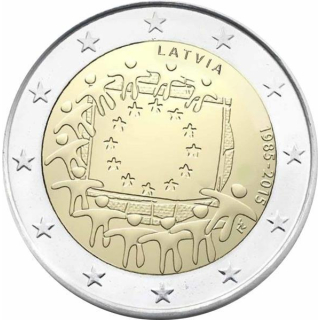 2 Euro Lettland 2015 30 Jahre Europaflagge -  Europäische Flagge  unc.