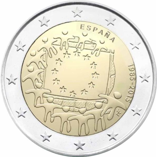 2 Euro Spanien 2015 30 Jahre Europaflagge -  Europäische Flagge  unc.