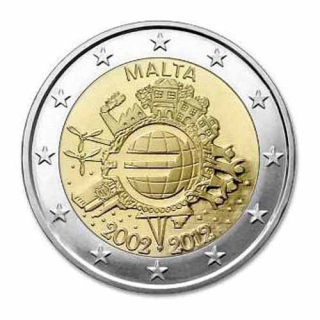 2 Euro Malta 2012 10 Jahre Euro Bargeld