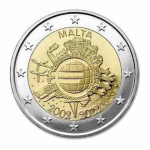 2 Euro Malta 2012 10 Jahre Euro Bargeld