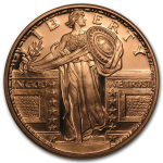 1 Unze Copper Round Standing Liberty 999,99