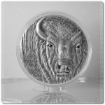 2 oz Togo 2012 Antique - Bison / Wisent - Swarowski-Element - Silber Antique Finish 1500 Francs