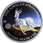 1 oz Gabun 2014 - Springbock im Sonnenaufgang - Silber...