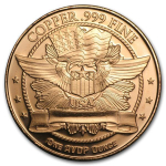 1 Unze Copper Round Trade Dollar 999,99 AVDP