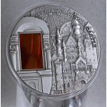 2 oz Palau 2013 Antique -  Schloss Neuschwanstein / Castle - Mineral Art Serie - Amber/Bernstein - Silber 10 $