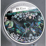 3 oz Silber Papua Neuguinea 2014  Proof Precious Pearl Kranich 10 Kina