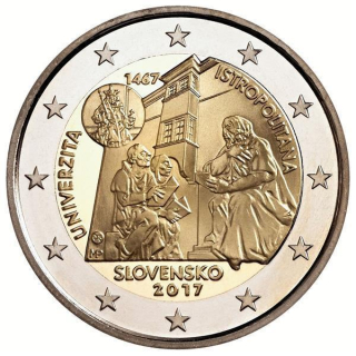 2 Euro Slowakei 2017 550. Jahrestag der Gründung der Universitas Istropolitana  unc.