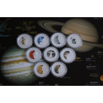 5,35 oz .999 Silber Silber SET Cook Islands 2009 Proof - Jahr der Astronomie Sonnensystem - Year of Astronomy Sun System - 5 $