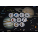 5,35 oz .999 Silber Silber SET Cook Islands 2009 Proof - Jahr der Astronomie Sonnensystem - Year of Astronomy Sun System - 5 $