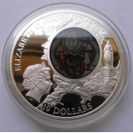 50 g Cook Island 2013 Proof - LOURDES Obere Basilika Erscheinungsfenster - Windows of Heaven - Silber 10 $