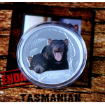 1 oz Tuvalu 2013 Proof - Tasmanischer Teufel / Tasmanian Devil - Endangered series Perth Mint - Silber coloriert - 1$