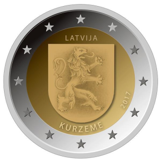 Lettland 2 Euro Lettische Kurzeme Regionen Lettlands 2017 Coincard