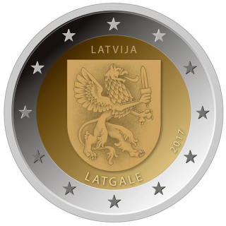 Lettland 2 Euro Lettische Latgale Regionen Lettlands 2017 Coincard