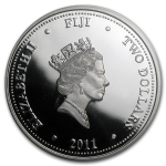 1 oz Fiji 2011 Proof Gilded - Pazifischer Schwertfisch -  Pacific Swordfish - 2 NZ$ - Meerwasser Aquarium