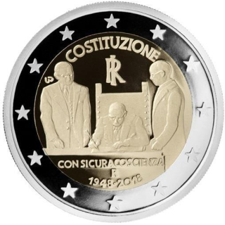 2 Euro Italien 2018 70 Jahre Verfassung  bfr