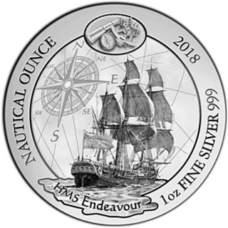 1 Unze Silber Ruanda 2018 Proof - HMS Endeavour - Nautical Ounce - 50 RWF Proof - Nautikserie