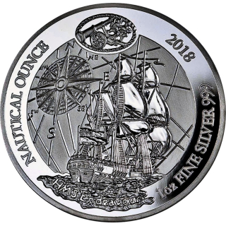 1 Unze Silber Ruanda 2018 Proof - HMS Endeavour - Nautical Ounce - 50 RWF Proof - Nautikserie