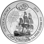 1 Unze Silber Ruanda 2018 Proof - HMS Endeavour - Nautical Ounce - 50 RWF Proof - Nautikserie