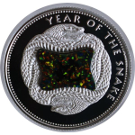 1 oz Fiji 2013 Proof - SCHLANGE OPAL -  GILSON OPAL - Jahr der Schlange - silber 10$