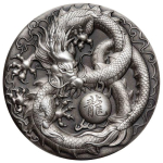 Tuvalu 5 Unzen Silber 2018 Drache - Chinesische Fabelwesen - 5 Dollar Antique Finish Silber