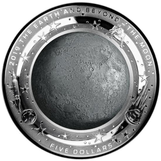 Australien Earth and Beyond- Mond - Konvex in Farbe 1 Unzen Silber coloriert 2019