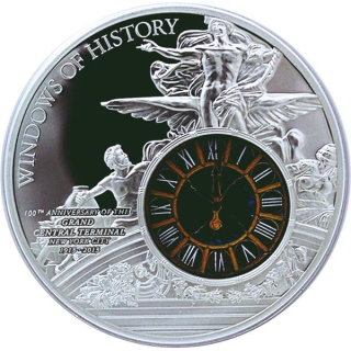 50g Silber Cook Island - Grand Central Station New York - Windows of History - 2013 Proof