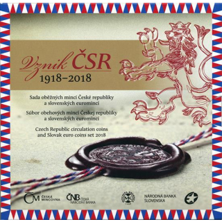 Kursmünzensatz Slowakei und CSR 1918 - 2018 KMS  BU 3,88 Euro und 88 Kronen