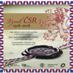 Kursmünzensatz Slowakei und CSR 1918 - 2018 KMS  BU 3,88 Euro und 88 Kronen