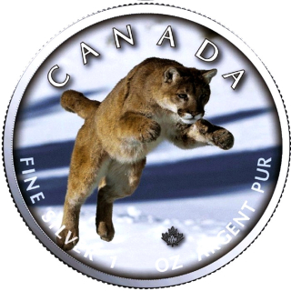 1 oz Kanada 2019 Maple Leaf - PUMA - On the Trails of Wildlife (6) - Silber Color