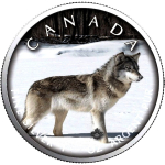 1 oz Kanada 2019  Maple Leaf - WOLF -  Silber Color...