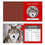1 oz Kanada 2019  Maple Leaf - WOLF -  Silber Color...