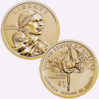 USA 1 $ 2023-P Native American Maria Tallchief Ballerina Sacagawea Dollar 1 USD BU - NEU bei Aurinum Quarters + Native American Dollars