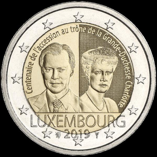 2 Euro Luxemburg 2019  Großherzogin Charlotte - 100. Jahrestag der Thronbesteigung
