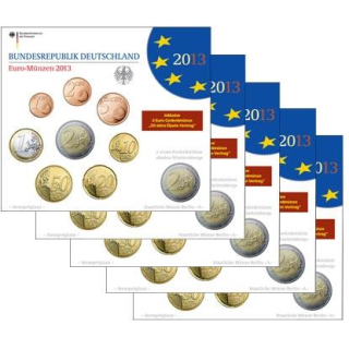 Deutschland Kursmünzensatz 2013 in ST 5er Set A D F G J