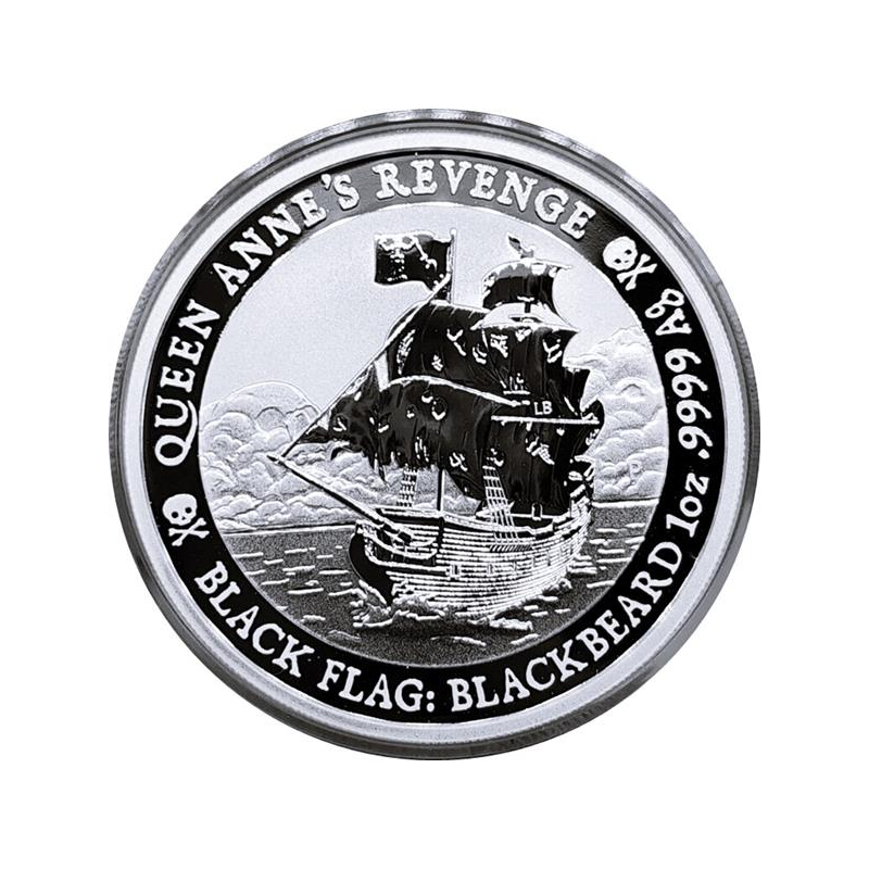 2019 Tuvalu 1 Oz Silber Black Flag -Queen Anne's Revenge- 1 AUD BU