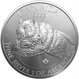1 Unze Silber Canada Predator - Grizzly 2019 Raubtiere