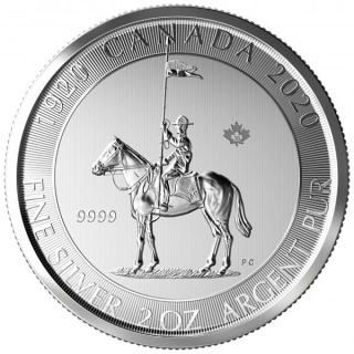 2 Oz Silber Canada 100 Jahre Mounty / Mounted Police double dated 1920 2020  King George