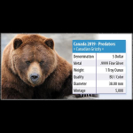 1 Unze Silber Canada Predator - Grizzly 2019 Raubtiere farbig