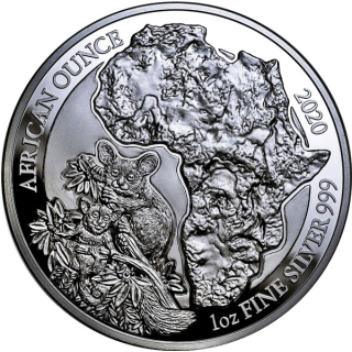 AURINUM*TOP*ANGEBOT**1 oz Ruanda 2020 - Bushbaby - African Ounce 50 RWF Proof Galagos